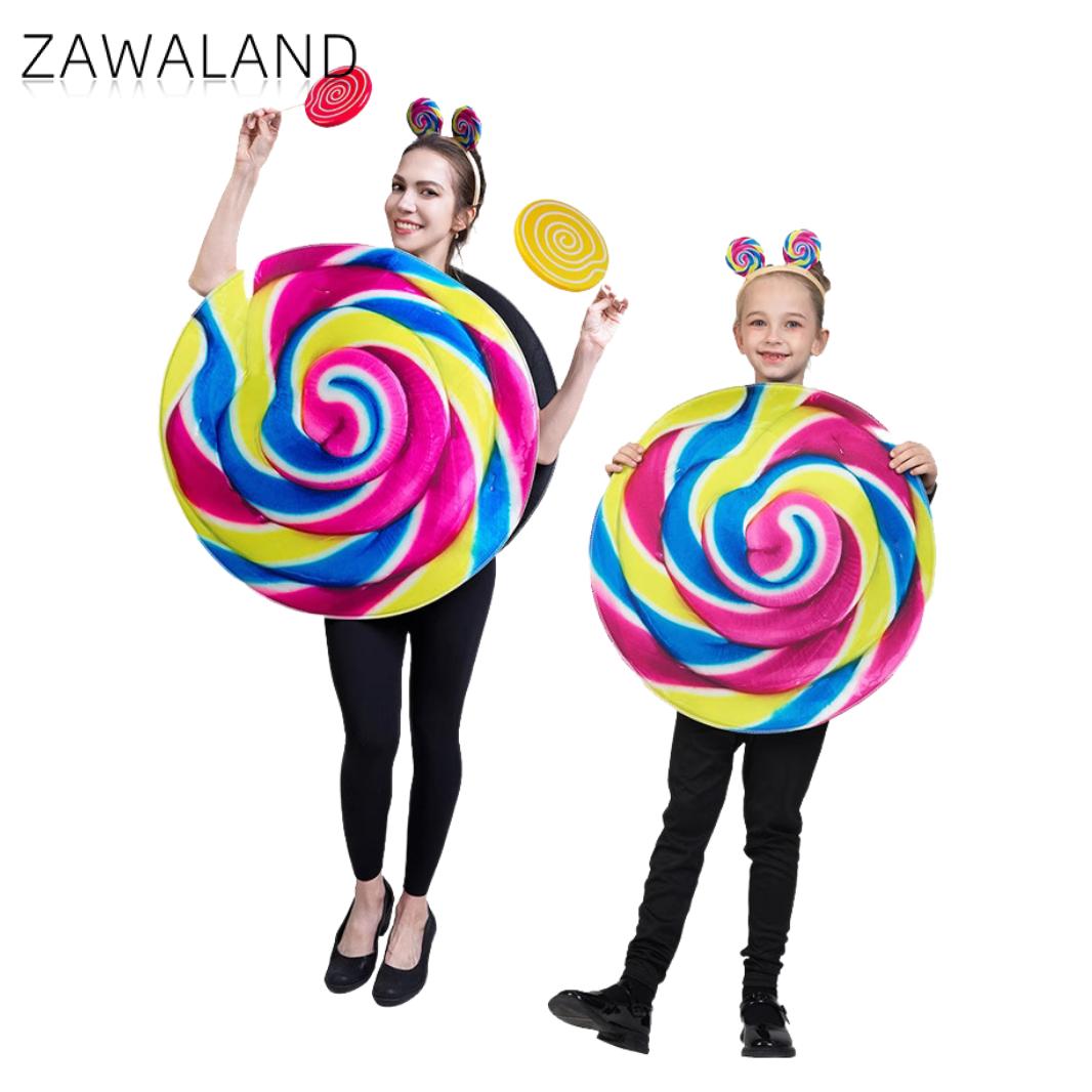 Food Giant Snacks - Zawaland 巨大な面白いロリポップハロウィンコスチューム母娘マッチングスーツコスプレキャンディー衣装スナック食品パーティードレスアップ