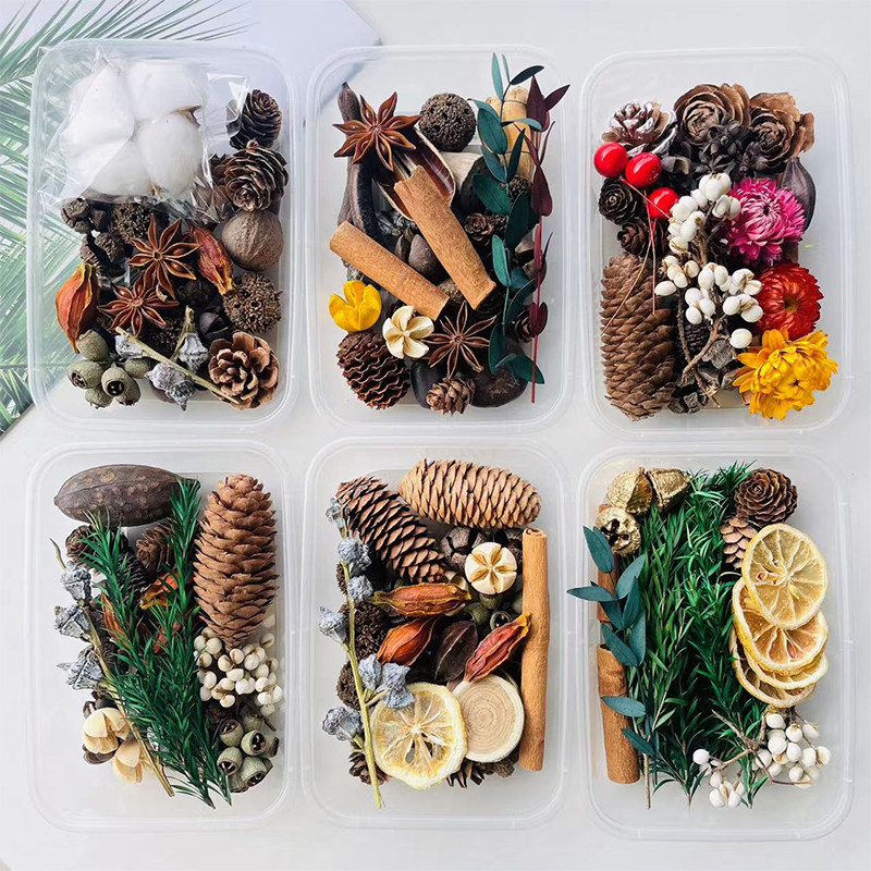 Dried Fruit Mix - 素朴な森のスタイルのミックスドライプラントキット、天然の松ぼっくりやドライフラワーのDIYアクセサリー、アートプロジェクト、ホームデコレーション、パーティー装飾に。