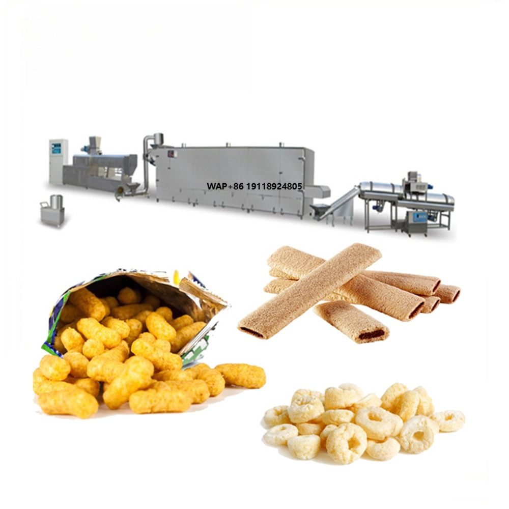 Food Snacks Easy To Make - 自動ステンレス製スナック押出成形機、食品膨化機（トウモロコシ、パフライス、コーンパフ）、簡単操作、PLCコア搭載、新品