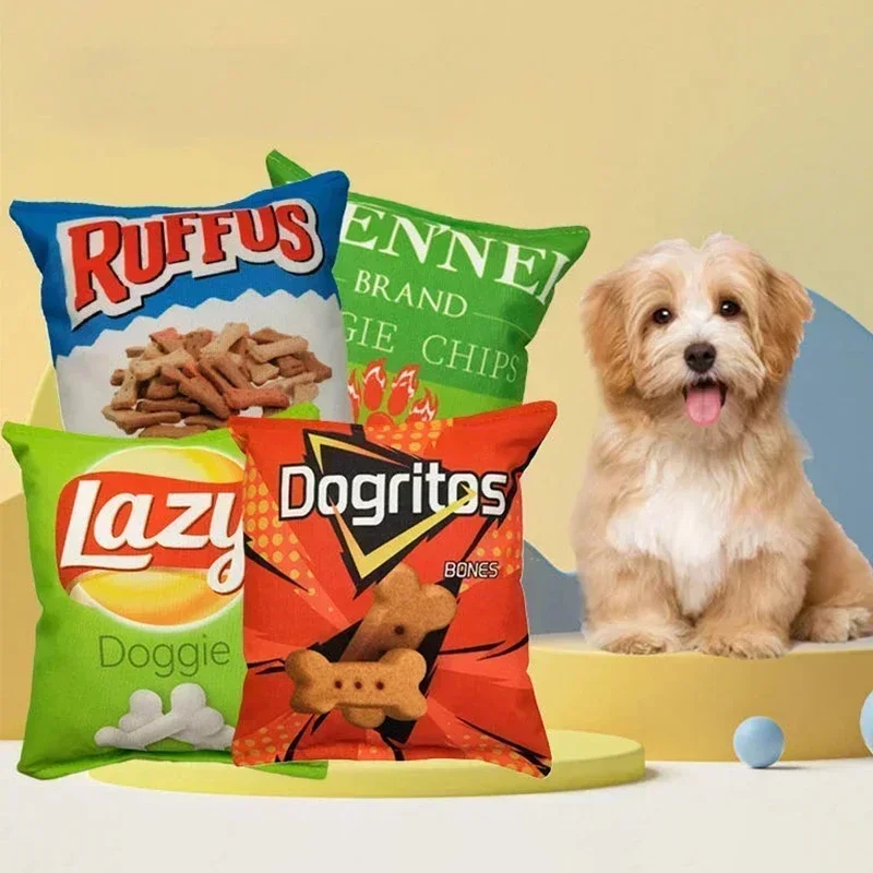 ポテトチップバッグ面白い犬のおもちゃぬいぐるみスクイーカー食 - Food Snacks Chips のレビューと価格