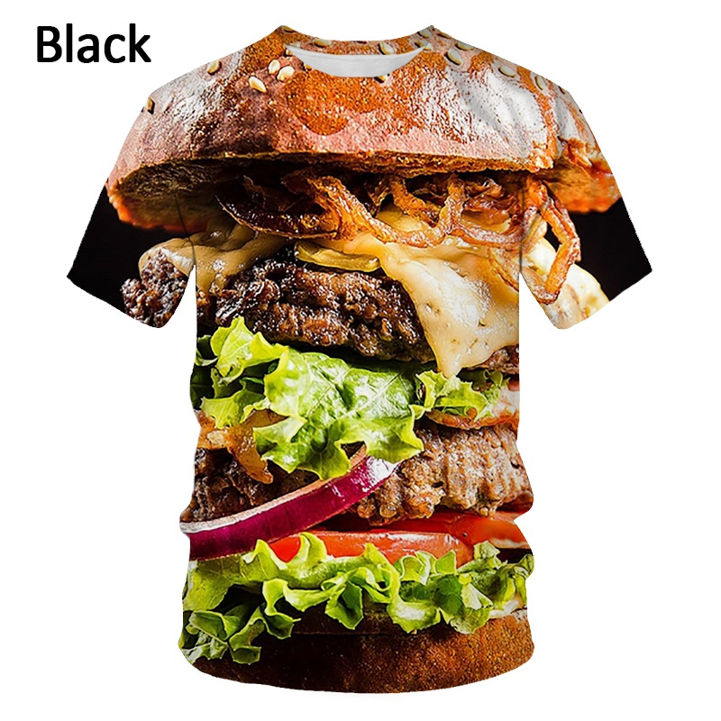 食品ステーキハンバーガーグラフィック Tシャツ男性用衣類 3 - Food Snacks Chips のレビューと価格